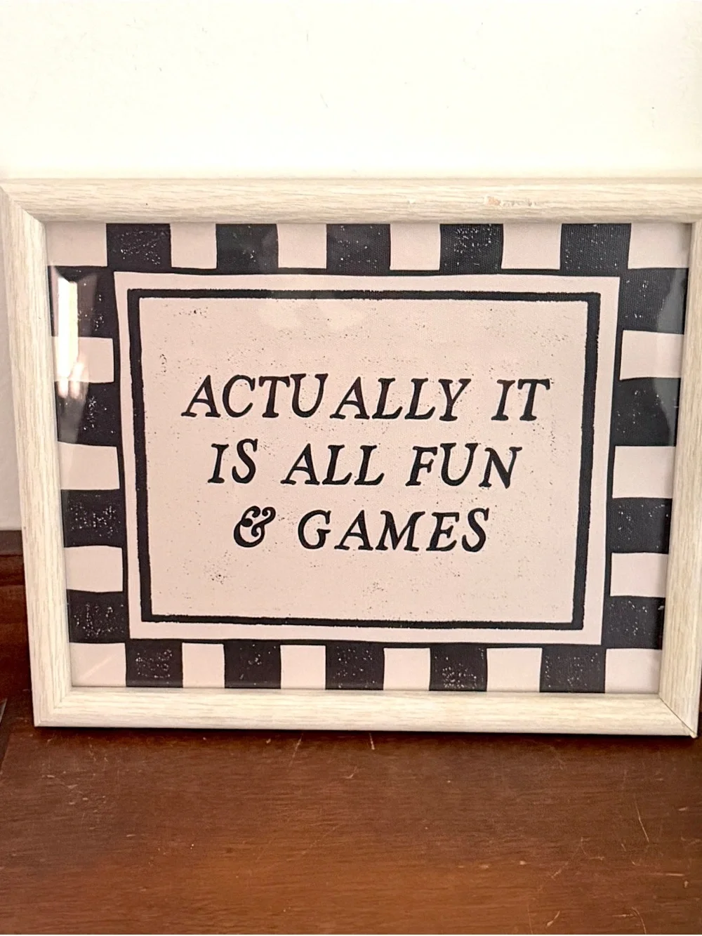 Actually It Is All Fun & Games Striped Canvas Art Print Framed Wall Hanging Art